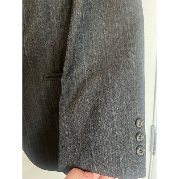 Vintage 70s Men's Milbern Dark Gray Striped Blazer Suit Jacket Medium Large 42 - Picture 2 of 9